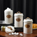 Load image into Gallery viewer, Rustic Charm Metallic Kitchen Storage Jar Set – Coffee, Tea, Sugar (Set of 3)