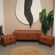 Cinnamon Storage Ottoman Bench Set of 3