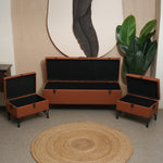 Load image into Gallery viewer, Cinnamon Storage Ottoman Bench Set of 3
