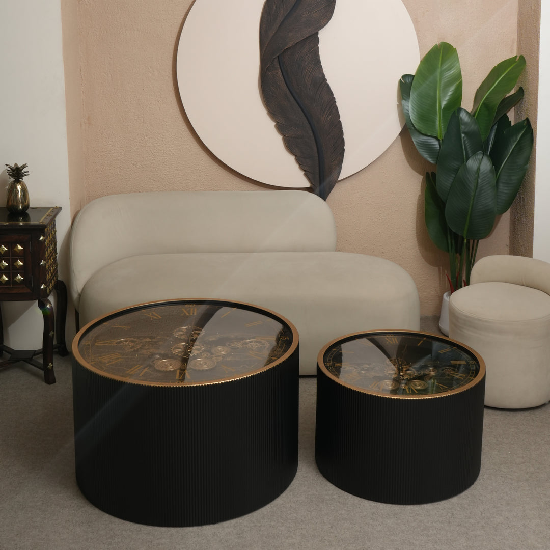 Roman Luxe Timepiece Center Table- Set of 2