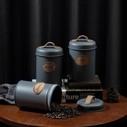 Rustic Charm Metallic Kitchen Storage Jar Set – Coffee, Tea, Sugar (Set of 3)