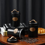 Load image into Gallery viewer, Rustic Charm Metallic Kitchen Storage Jar Set – Coffee, Tea, Sugar (Set of 3)
