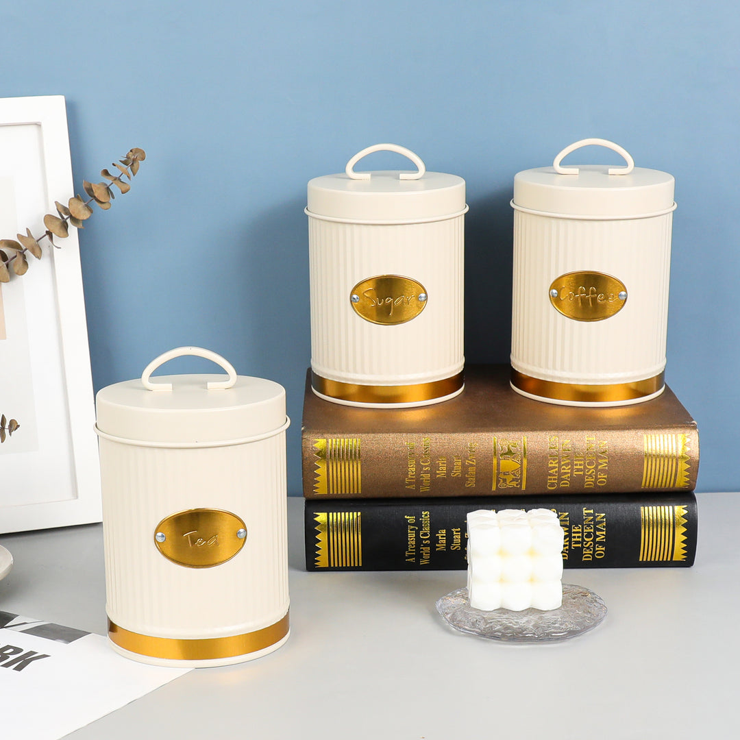 Roman Charm Elegant Matte Mint Kitchen Storage Canisters – Set of 3 (Coffee, Sugar, Tea) (Copy)